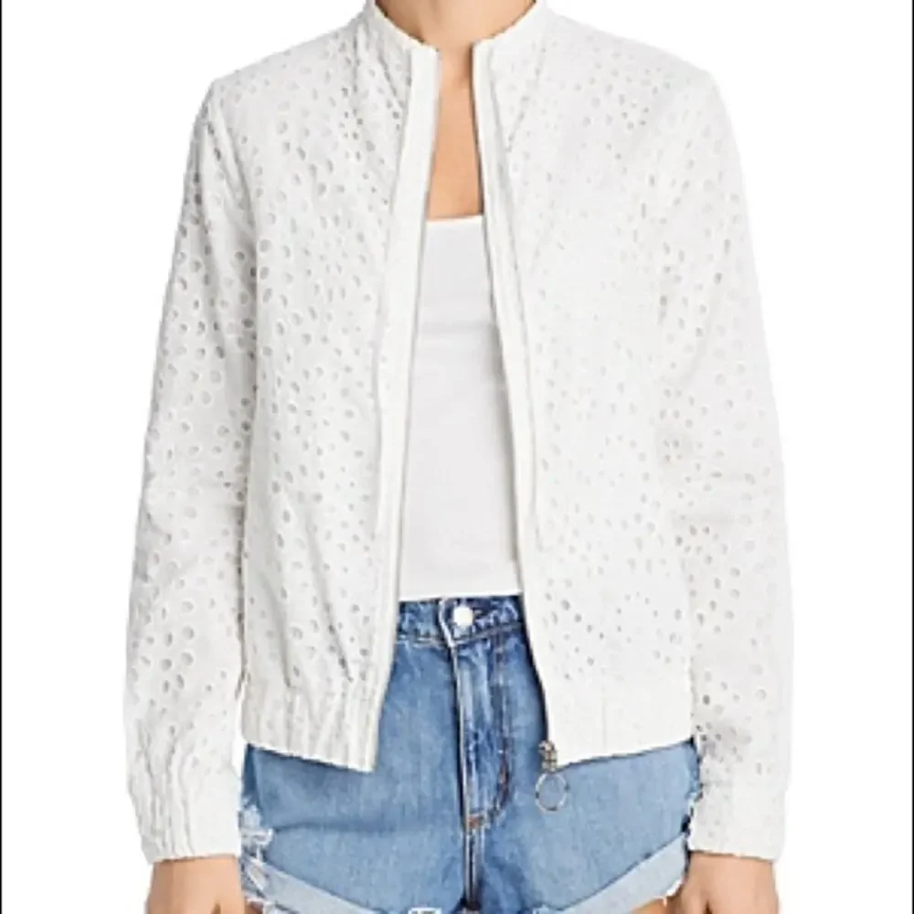 KENDALL + KYLIE White Broderie Anglaise Eyelet Bomber Jacket Size XS NWT